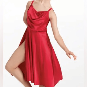 WEISSMAN Dance Costume red maxi slip dress With Love 13193 SA adult