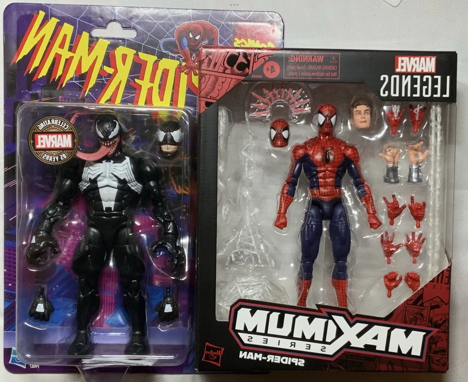 Hasbro Marvel Legends Retro Carded Venom + Maximum Series Spider-Man Paquete Foto 2 de 4