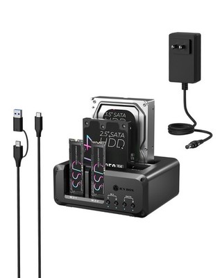 4 Bay USB-C NVMe & SATA SSD/HDD Docking Station, 10Gbps Reader, 48TB Support, To