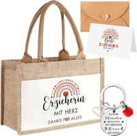 Geschenke Set Danke Lehrertag Jute Einkaufstasche SchlüSselanhäNger Mit Gravur