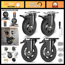 Heavy Duty 4 Caster Wheels Set Of 4 With Brake 2200 Lbs Polyurethane Locking