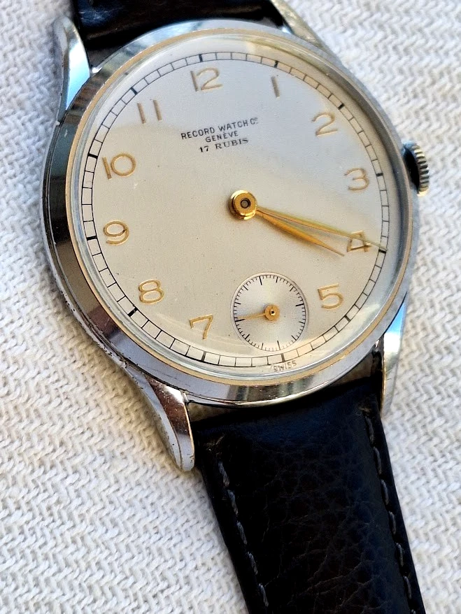 Record Watch Co. Genève vintage 1940/50s cal. 204 Jumbo 40mm - no Omega - Immagine 3 di 4