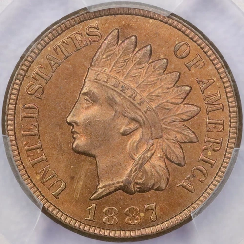 1887 1c Indian Head Cent - PCGS MS 64 RB