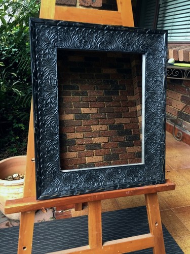Wall Mirror Rustic Balinese Style Black Wood Frame 53cm x 45cm - Picture 5 of 5