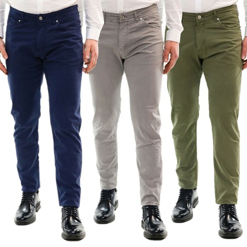 Pantaloni Uomo Slim FIt Chino Estivi Elegante Cotone Leggero Casual 5  Tasche | eBay