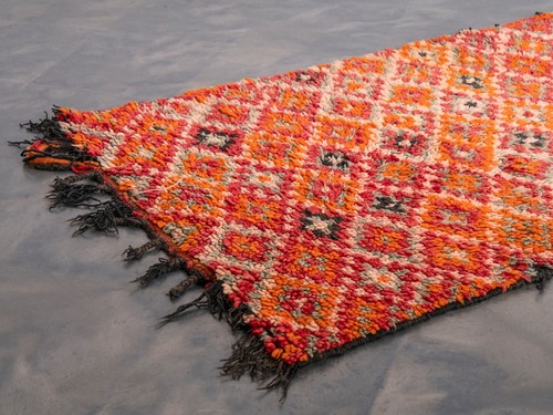3×10 ft Moroccan Handmade Vintage Orange Vintage Runner Berber Rag Rug Boho - Picture 5 of 10