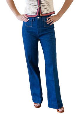 RE/DONE JEANS  Vintage 70's Wide Leg Flare Size 32 True Rinse High Rise NWT