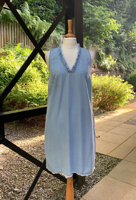 Tommy Bahama Light Blue Wash Chambray Ruffle Shift Dress - Size M (10/12?)  VGC | eBay UK