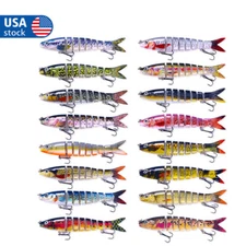 16PCS Lot Multi Jointed Fishing Lure Swimbait Bait Wobblers 8 Segment Tackle USA