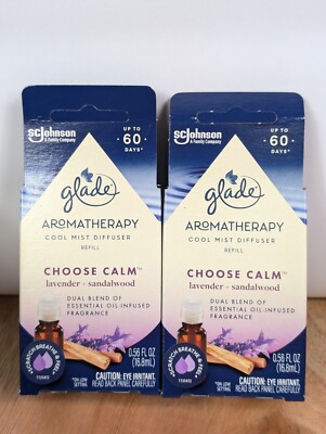 2 Pack Glade Cool Mist Diffuser Oil Refill Choose Calm Lavender+Sandalwood 0.56