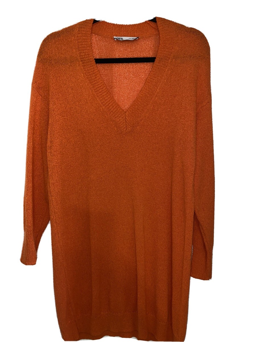 Zara Womens Orange Knit Dress Size S