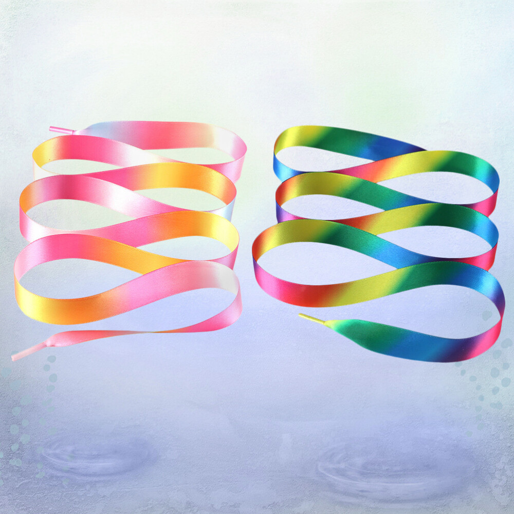 APL 2 paia lacci per scarpe in raso lacci per scarpe in poliestere lacci per scarpe in seta lacci per scarpe arcobaleno