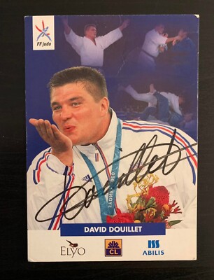 Original Autogramm von David Douillet - Widmung Postkarte - [ Judo Signed ]