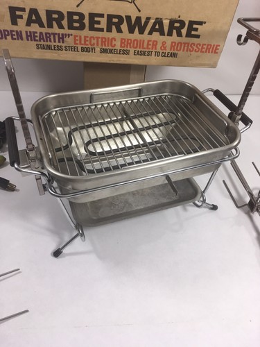 Farberware 445 Electric Indoor Grill Rotisserie Vintage Kitchen Barely Used - Picture 12 of 14