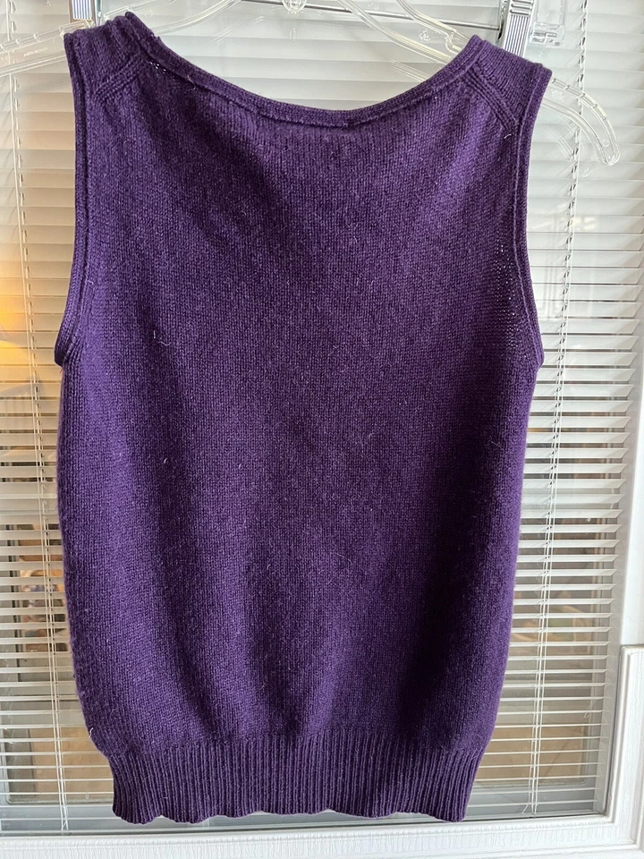 Camiseta sin mangas Brooks Brothers para mujer 100 % cachemir suéter púrpura talla XS USADA EN EXCELENTE ESTADO Foto 3 de 4