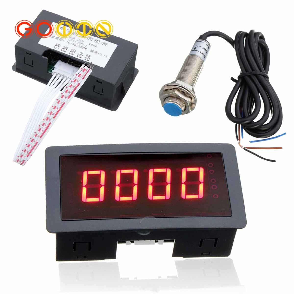 Sensore Di Prossimità Hall 12V NPN + Tachimetro Digitale LED 4 Cifre, Misuratore Giri/min