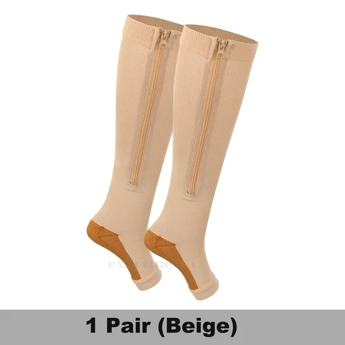 Calcetines de compresión con cremallera de cobre soporte para piernas medias cremallera hombres mujeres 20-30 mmHg - Imagen 17 de 24