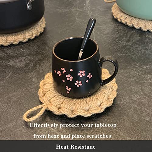 Woven Coaster Jute Trivets Woven Trivets Round Hot Pads Trivet for 6.1*6.1*1 - Bild 3 von 8