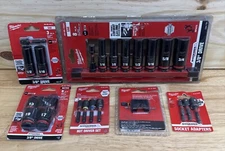 Lot of 6 - Milwaukee Shockwave Impact 3/8" Drive Socket/Adapters Set - DN28