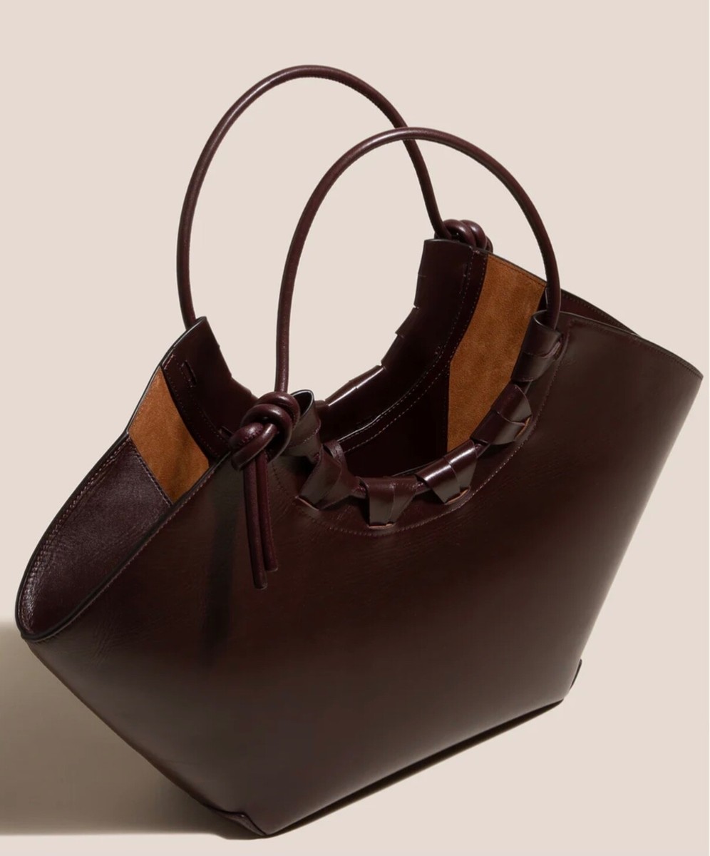HEREU Cordell Leather Tote Bag Mahogany Brown