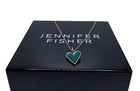 Green Enamel Heart Pendant Chain Necklace Jennifer Fisher 14K Yellow Gold Small