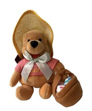 Disney Store Winnie the Pooh Easter Bonnet Pooh W/ Basket 8  Beanbag Plush