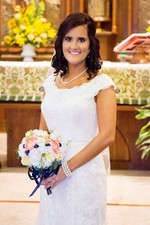 Oleg Cassini off the shoulder lace wedding dress size 10 altered to fit an 8