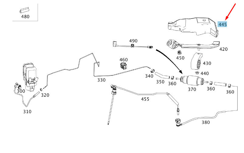 MERCEDES-BENZ C W204 Kraftstoffpumpe Kunststoffabdeckung LHD A2044760247