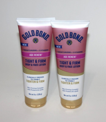 LOT (2) GOLD BOND AGE RENEW TIGHT & FIRM BODY & FACE LOTION MOISTURIZER 8 OZ