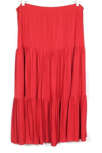 Slinky Brand Red Women's Three Tiered Ruffled Long Skirt Elastc Waist 1X 042