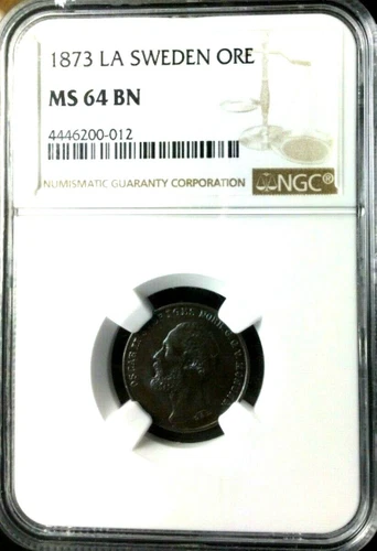 1873 LA Sweden 1 Ore, NGC MS 64