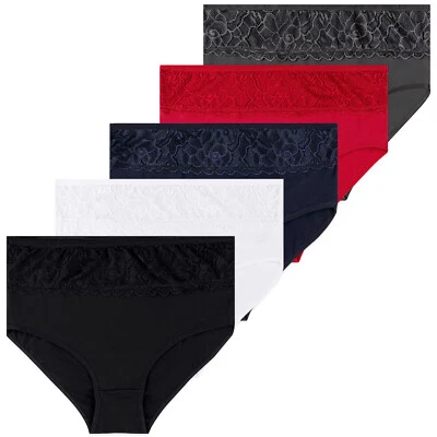 5 Damen Taillenslips Spitze Baumwolle Slips Unterhosen Unterwäsche 2XL-7XL - Bild 1 von 4