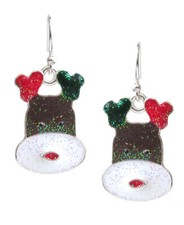 Christmas Theme Glittered Reindeer Dangle Earrings for Women