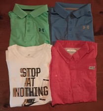 Lot Of 4 Boys Under Armour Heatgear Polo/Nike Tee/Columbia Shirts Youth Sz Large