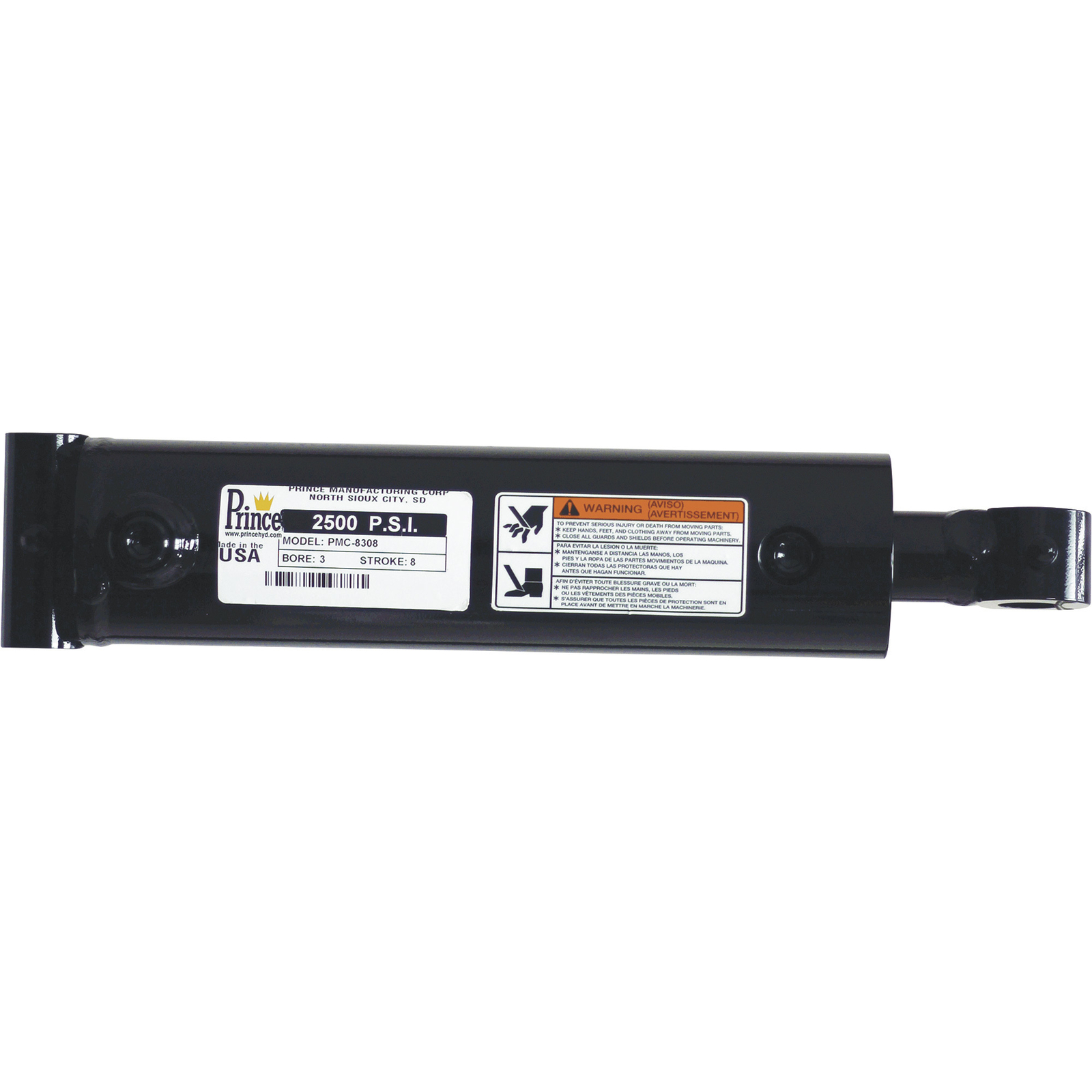 Prince Welded Tee Hydraulic Cylinder, 2,500 PSI, 2 1/2in. Bore, 16in. Stroke, 1