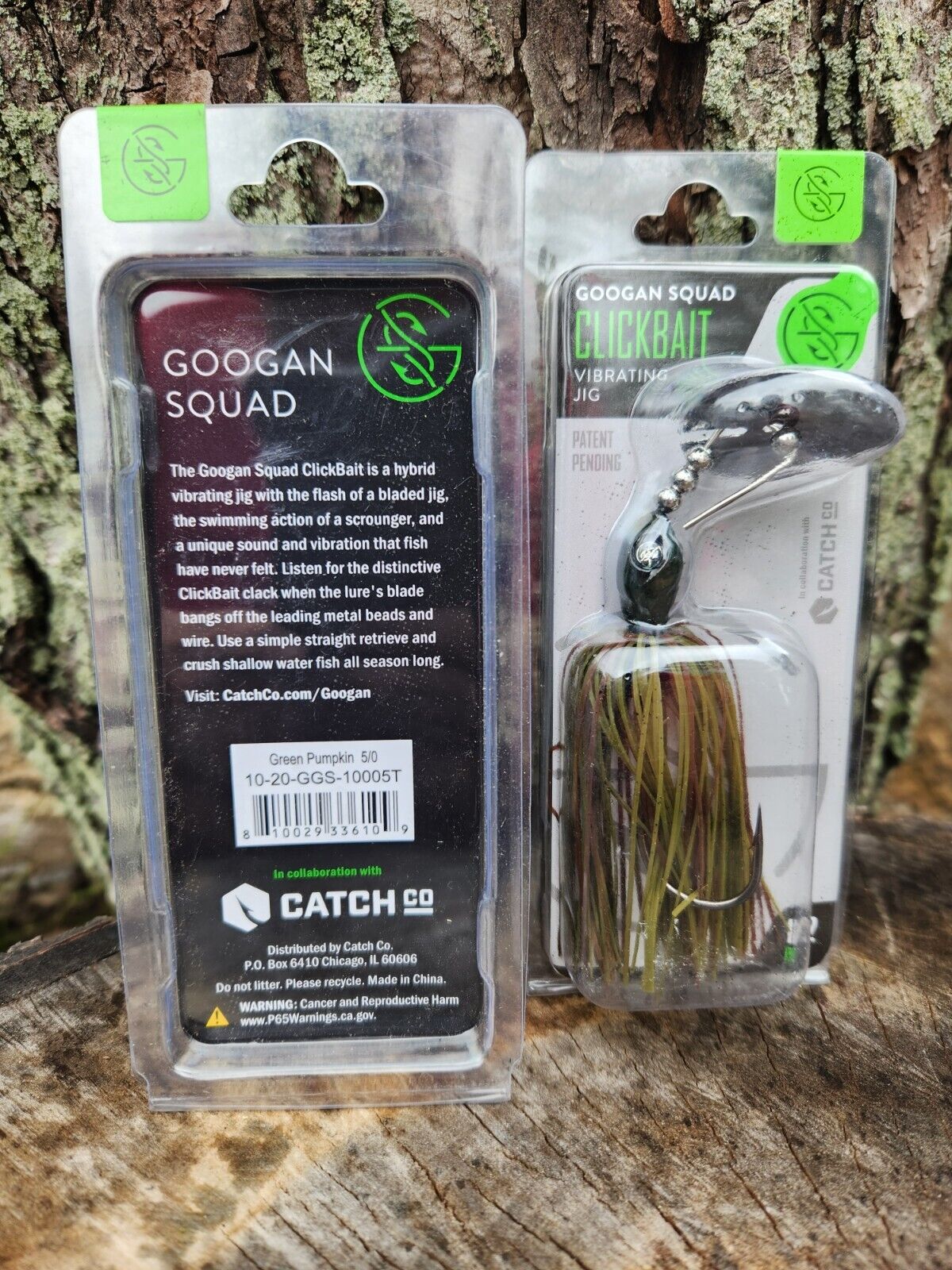 2 Pack Googan Squad Clickbait Green Pumpkin 5/0 Chatterbait 1/2 oz Bass Lure - Image 2