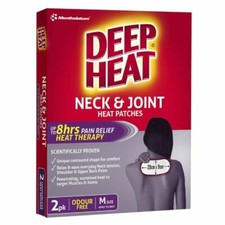 Deep Heat Neck Joint Patch 2Pk Teck Neck Tension Upper Back & Shoulder Pain 8h