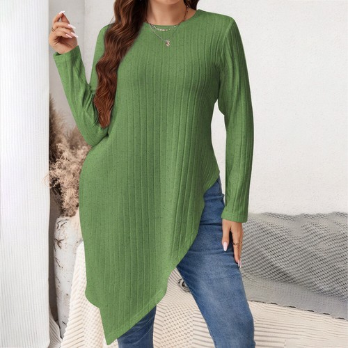 PLUS SIZE Women Solid Long Sleeve T Shirt Holiday Casual Tops Blouse Pullover - Picture 6 of 14