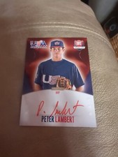 2014 USA Baseball 18U National Team Signatures #PL Peter Lambert  Red Auto #/25