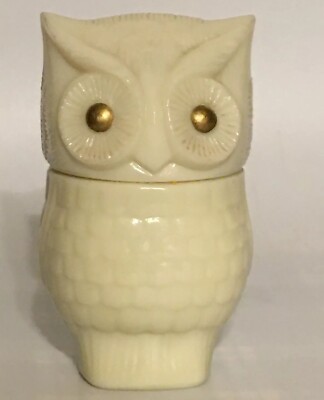 Vintage AVON Owl Perfume Milk Glass Cream Sachet Bottle
