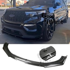 For Ford Explorer ST Carbon Fiber Look 4x Front Bumper Lip Spoiler Splitter Kit