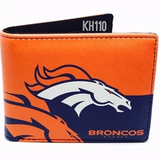 Denver Broncos NFL Men's Printed Logo Leather Bi-Fold Wallet