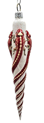 Patricia Breen Chameleon Icicle Red Glittered Christmas Holiday Tree Ornament