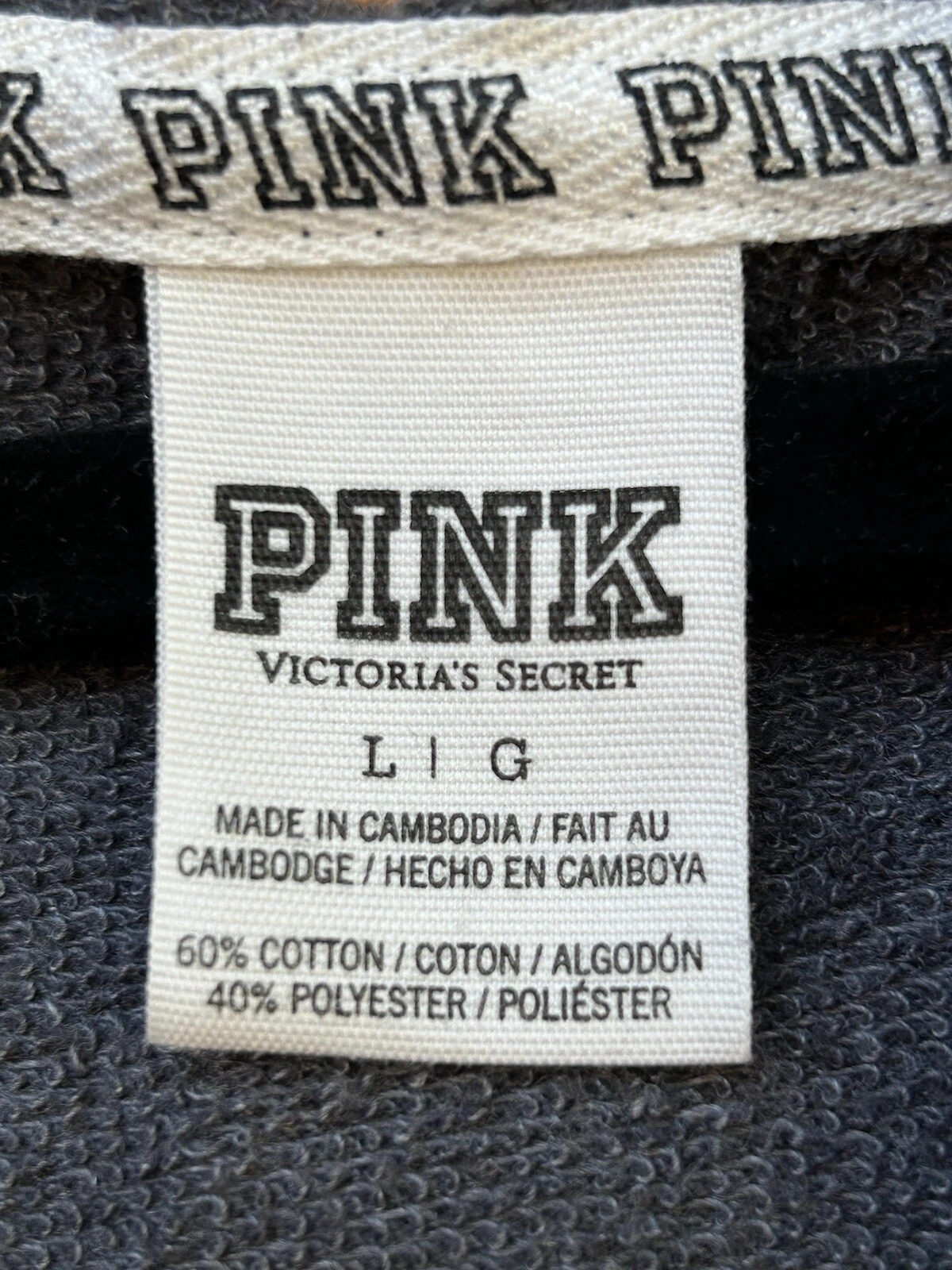 UNDERCOVER Felpa con cappuccio Y2K Pink By Victoria’s Secret oversize grigia scollo a V orlo grezzo taglia large