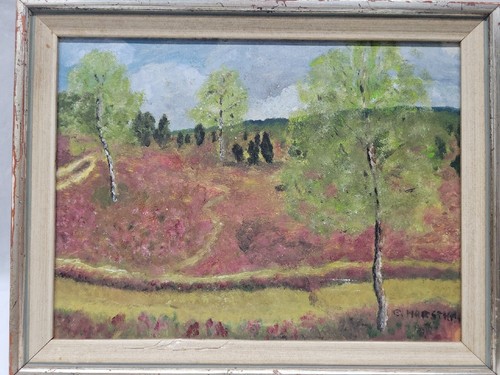 Vintage German 1960s Painting Landscape 11 ×8 Signed #4755 - Picture 18 of 24