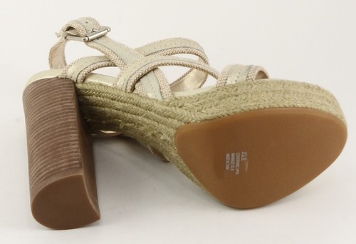 $150 LUXURY REBEL JOLIE Platinum Leather Designer Heels Sandals 8.5 EUR 39 - Picture 3 of 4