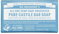 Dr. Bronner's Organic Pure Castile Bar Soap Baby Unscented All Natural Soap 5 oz