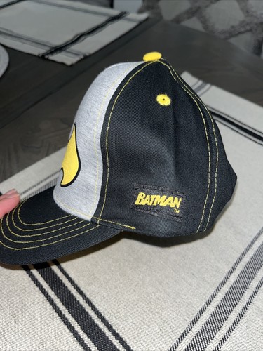 Kids Hat Baseball Cap Batman Adjustable OSFM Black Grey Yellow DC WB - Picture 4 of 5