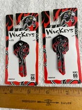 House Keys Lot of 2 Black Panther Blank Uncut Cat Red Black Flames KW1/66