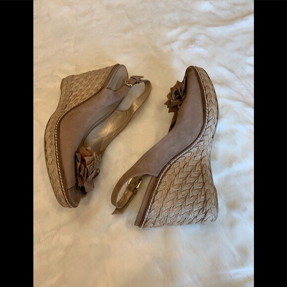 SAINT LAURENT Zeppa Stuart Weitzmann rosetta scamosciata slingback taglia: 10 5 709 35